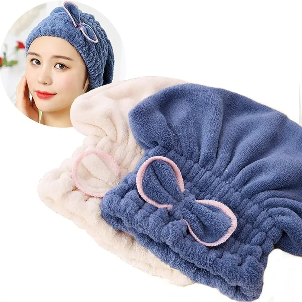 Microfiber Hair Drying Caps Large Absorbent Soft Fast Dry Towels Women Girls
